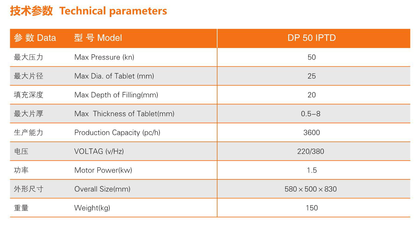 上海泰博雷特DP系列IPTD單沖壓片機技術參數